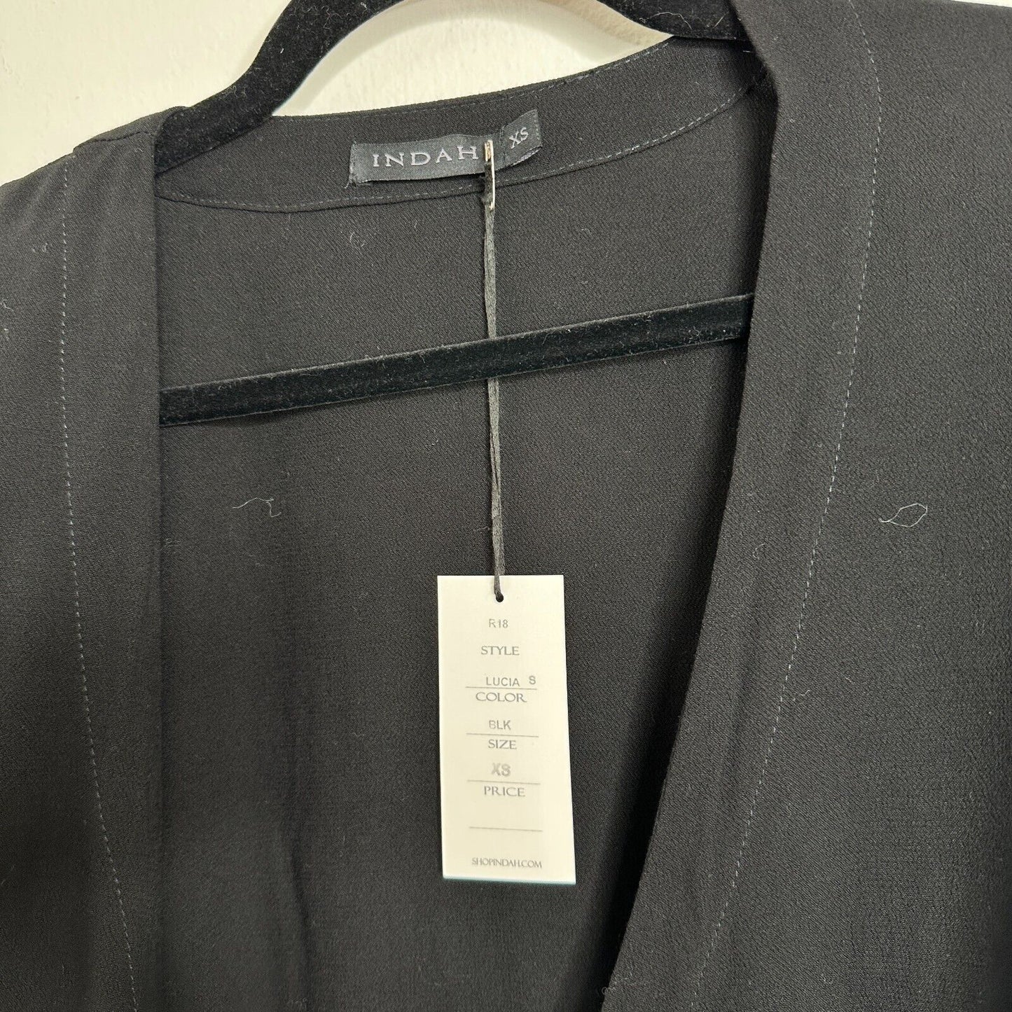 NWT Revolve Indah Lucia Black Wrap Tie Waist Top Plunging VNeck Bell Sleeves XS