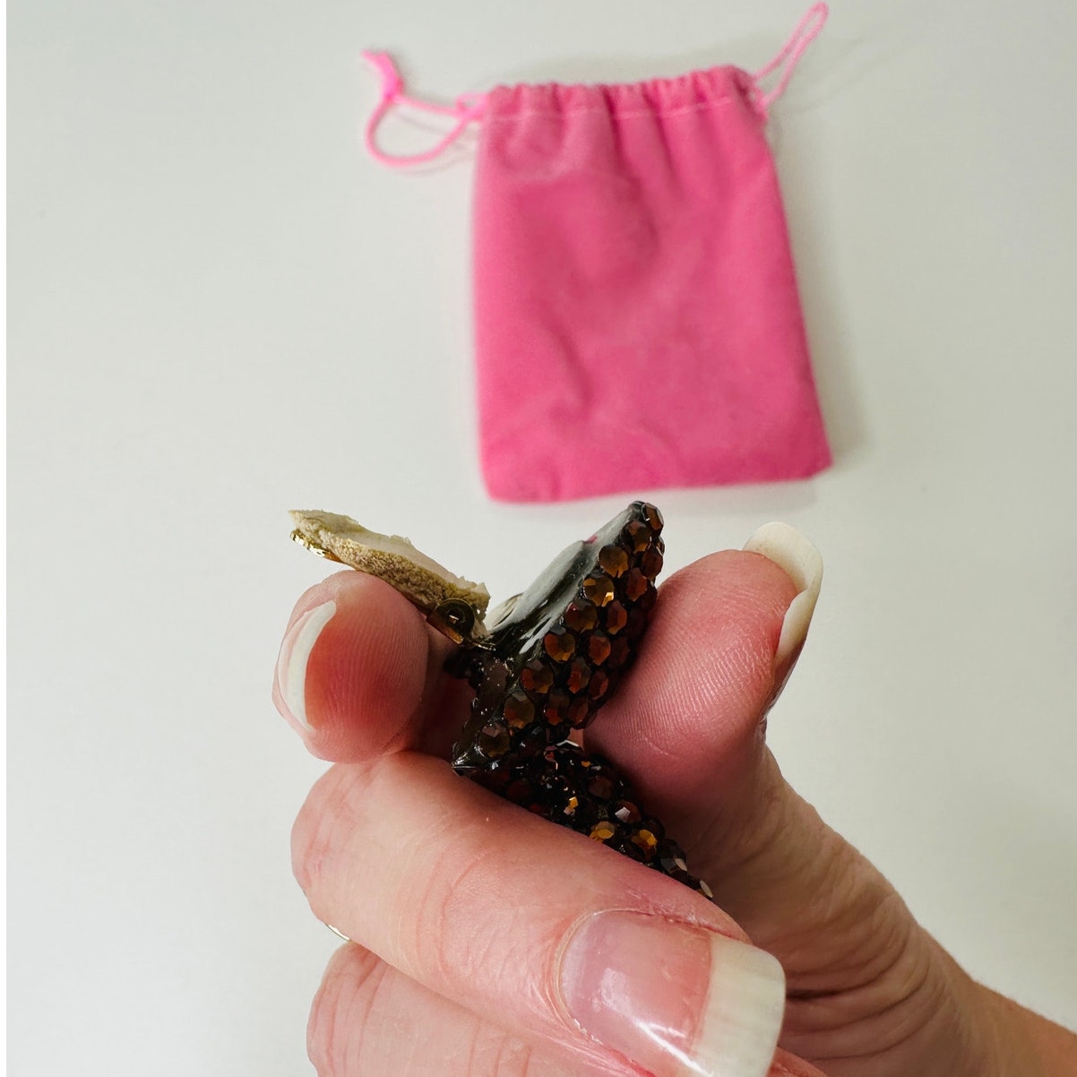 Vintage Richard Kerr Bronze Rhinestone Chunky Clip Earrings