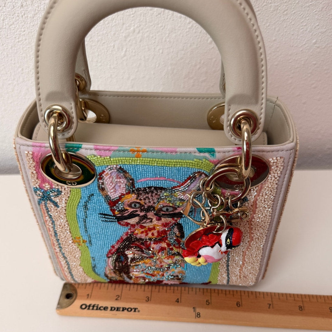 RARE Christian Dior Lady Art #6 Genevieve Figgis Mini Lady Dior Beaded Bag