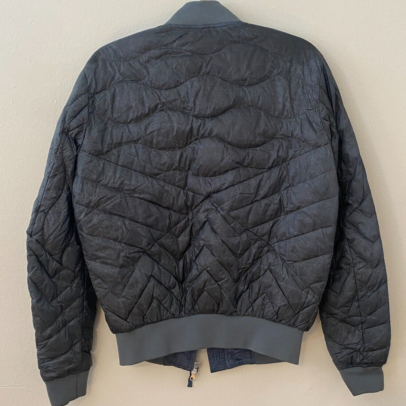 Blauer Nylolite Blue Gray Quilted Super Soft Down Zip Bomber Jacket Coat Medium