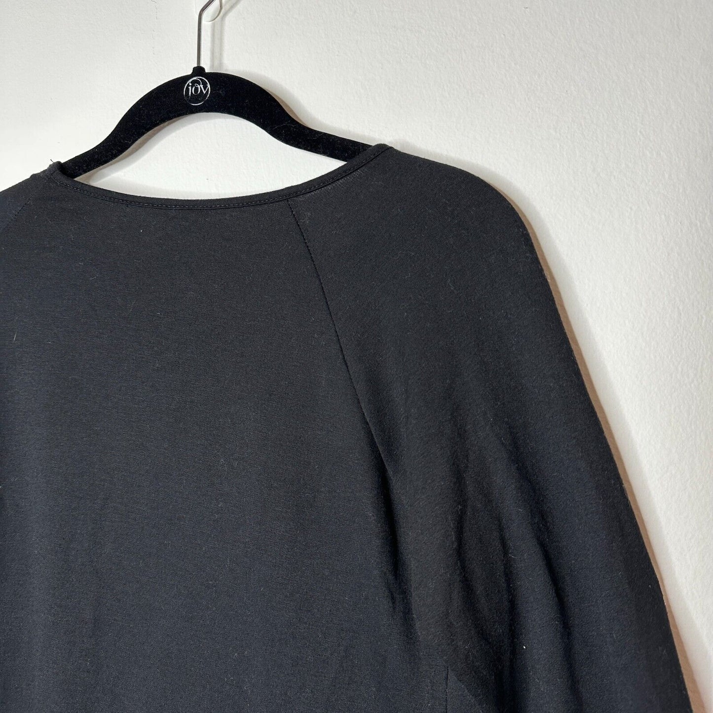 Peyton Jensen Black Front Ruched Side Tie Long Sleeve Banded Cuff Blouse XS