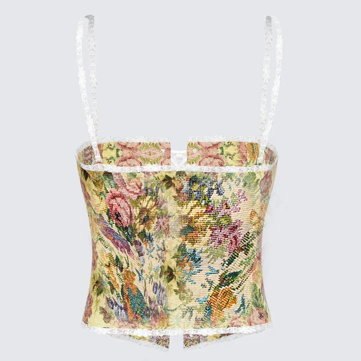 Finesse Antoinette Sexy Tapestry Royalty Top Front Lace Up Tie Corset XS