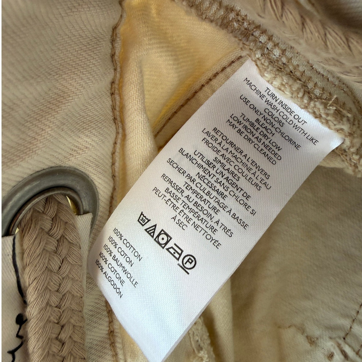 NWT We The Free Moxie Shorts Ivory Rope Belt Raw Hem Eyelet Size 26