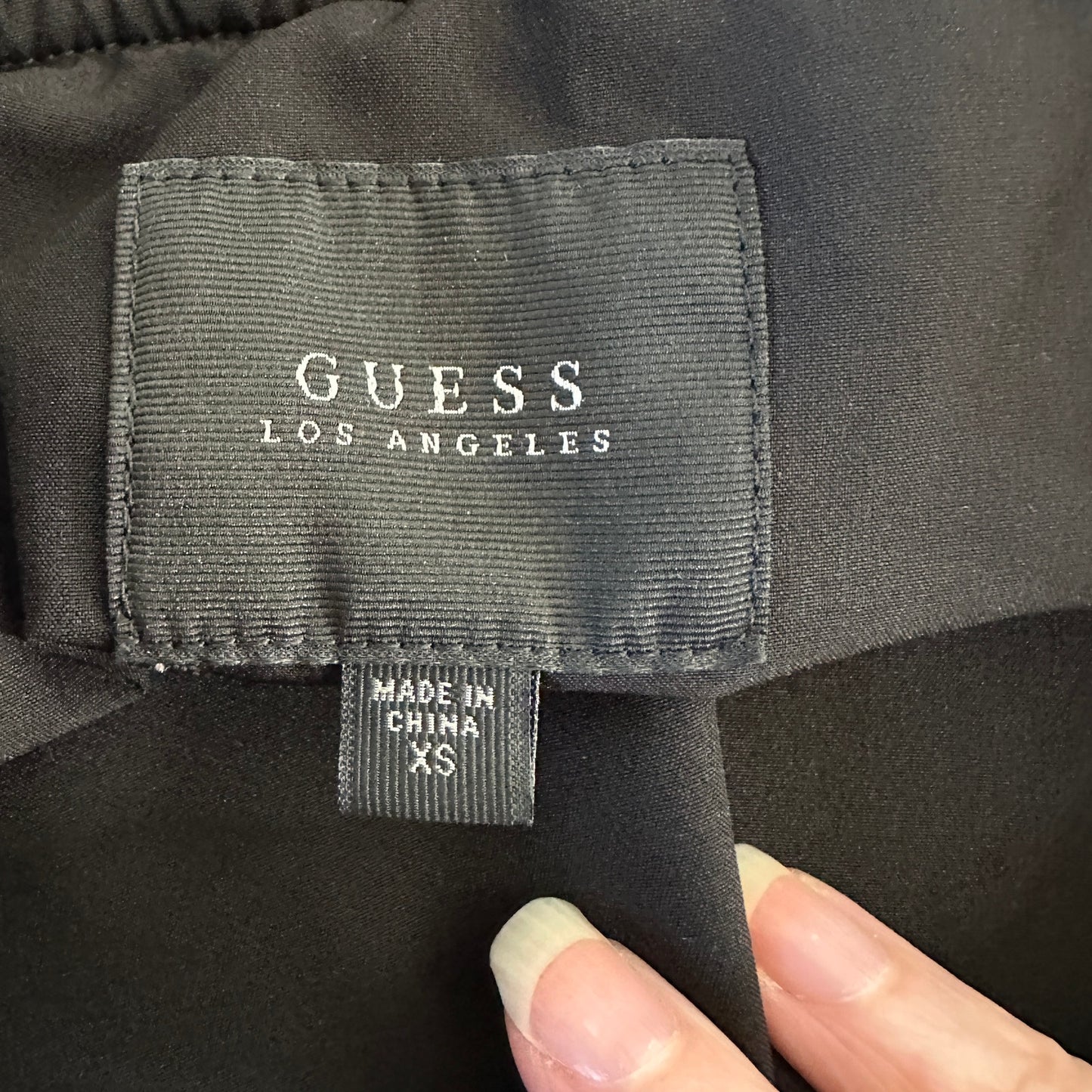 Guess Black Front Snap Bomber Jacket Zip Front & Sleeve Pockets XS