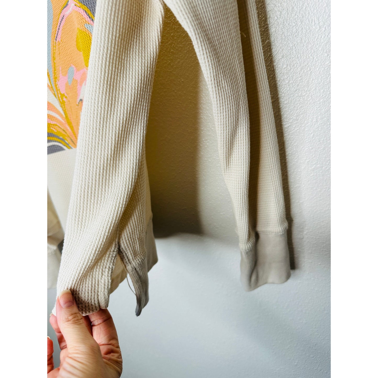 Saturday/Sunday Cream Catrina Thermal Long Sleeve Waffle Top XS