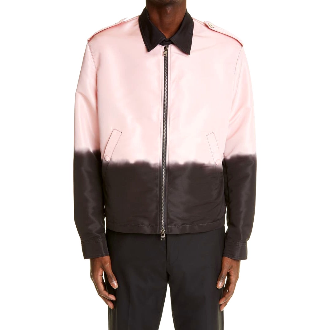Alexander McQueen Pink & Black Dip Dye Front Zip Jacket 50 / Large
