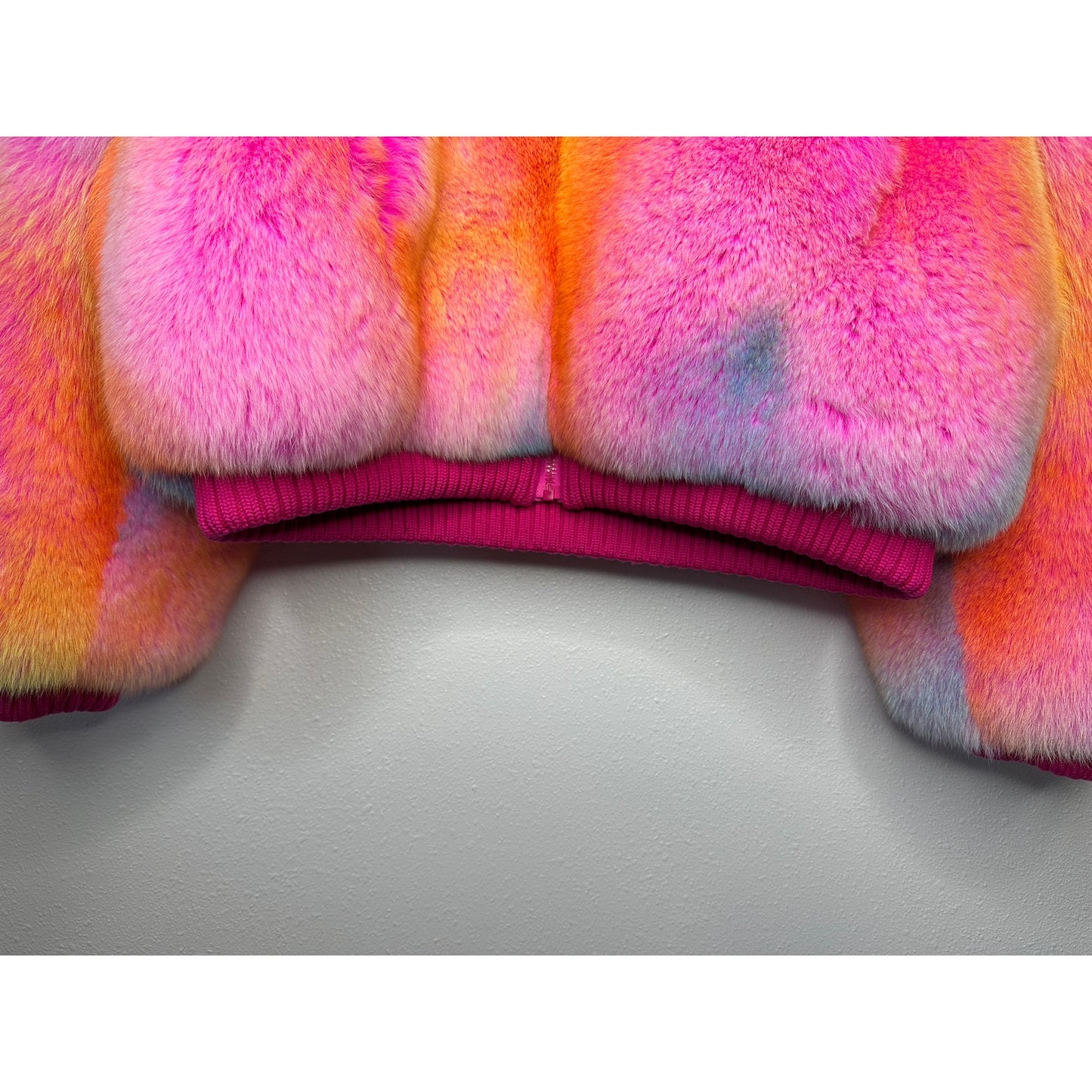 Virgil Abloh by Louis Vuitton Fox Fur Pastel Tie Dye Bomber Jacket Coat XXL