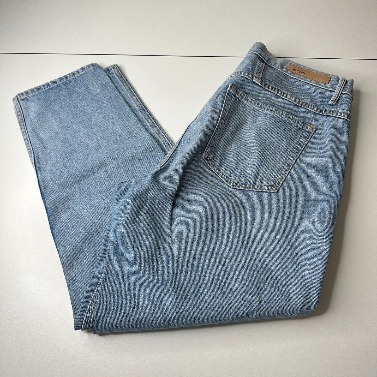 GRLFRND Dree Light Wash In My Time Crop Jean Hidden Button Fly Straight Leg 31