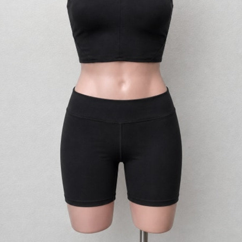 Skims Black High Waist Biker Shorts S/M | Seamless Shaping Stretch