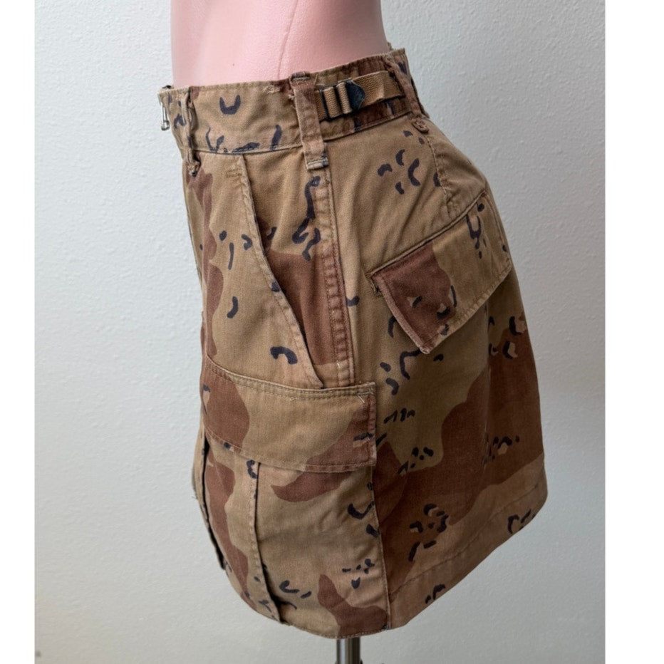 RE/DONE Womens Desert Camo Zip Utility Mini Skirt XS