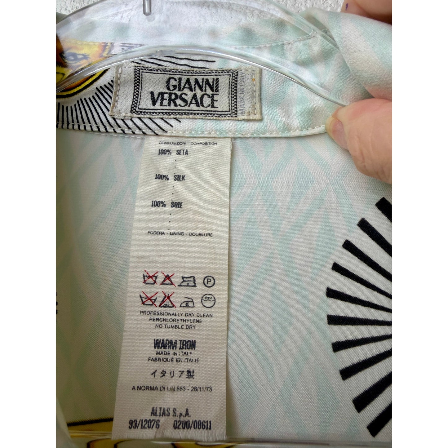 Gianni Versace Men's L White Celestial Silk Shirt