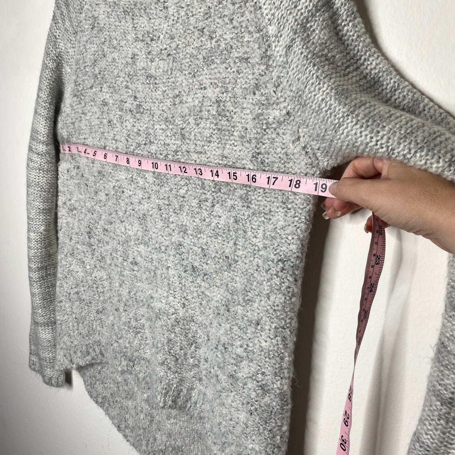 John + Jenn White & Gray Marled High-Low Long Sleeve Mock Turtle Neck Sweater SP