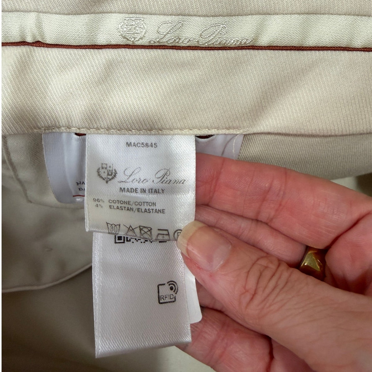 Loro Piana Carlo Stretch Cotton Trousers Light Cream Stone Men's US 30
