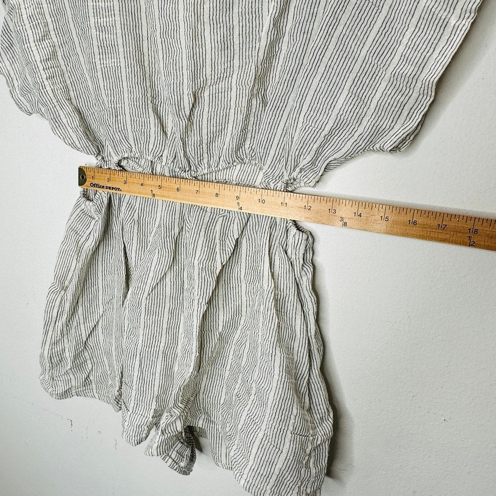 NWT Miou Muse Cream Black Striped Cutout Romper Small Linen Beach Resort Boho