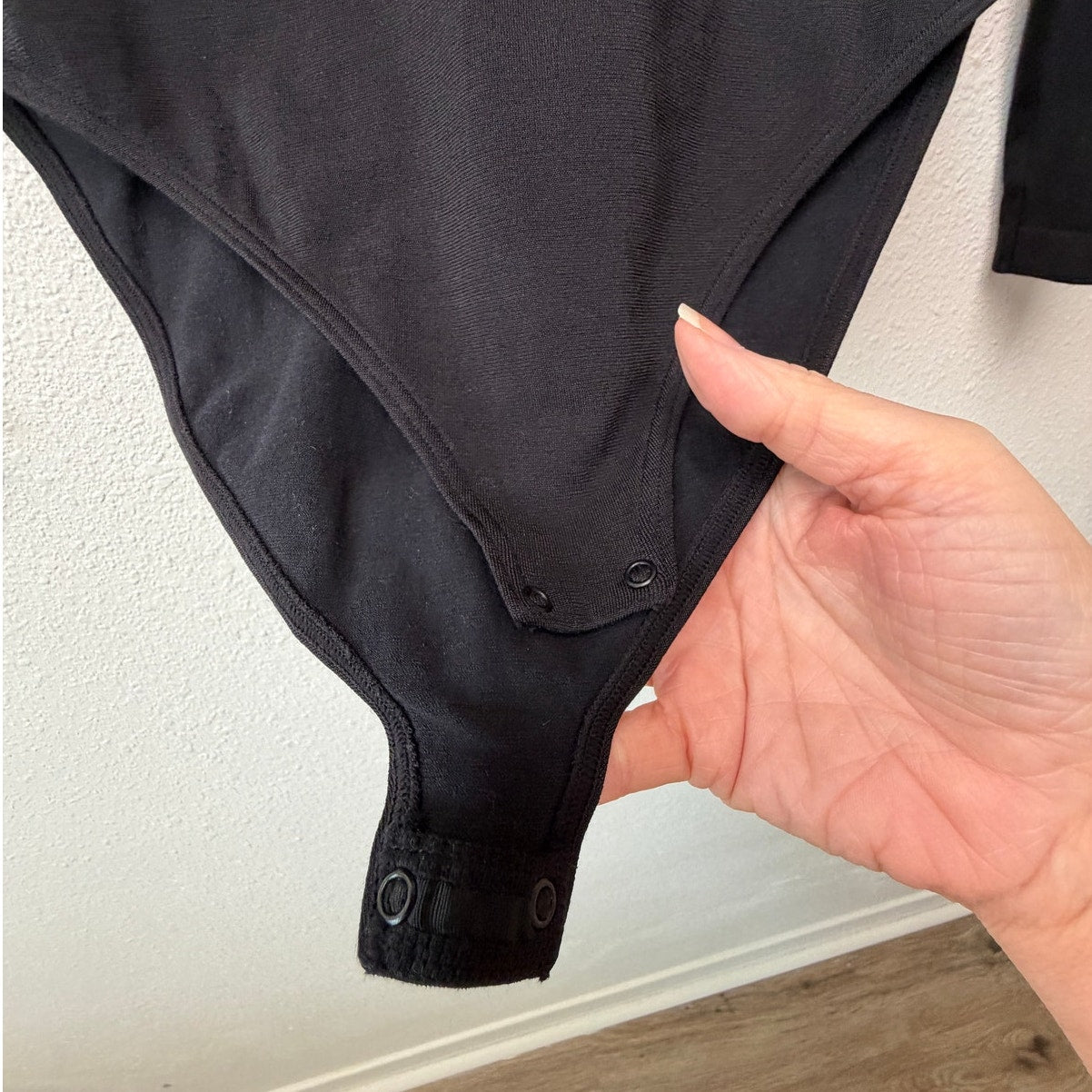 Wolford Black Long Sleeve Stretch Bodysuit Snap Closure Size M