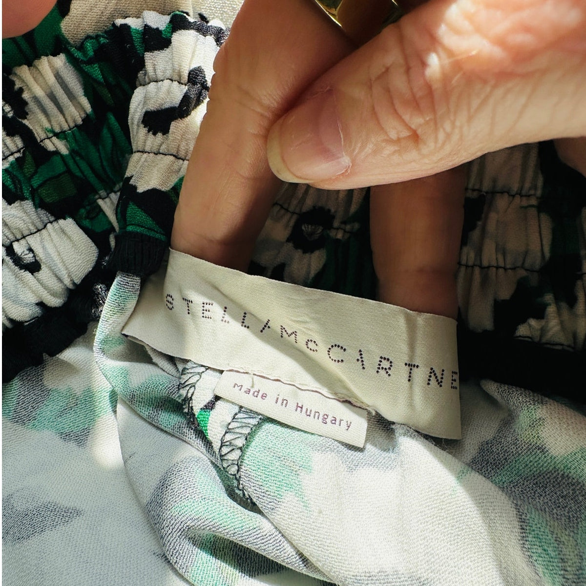 Stella McCartney White Black Green Floral Print Julia Flora Jogger Pants M
