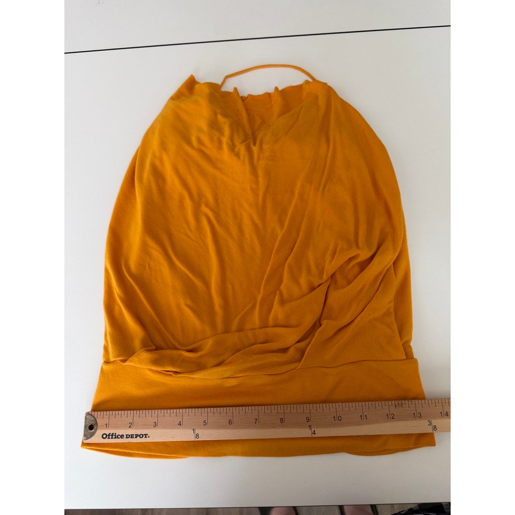 BCBGMAXAZRIA Orange Simone Flame Drape Open Criss Cross Tie Back Summer Top XS