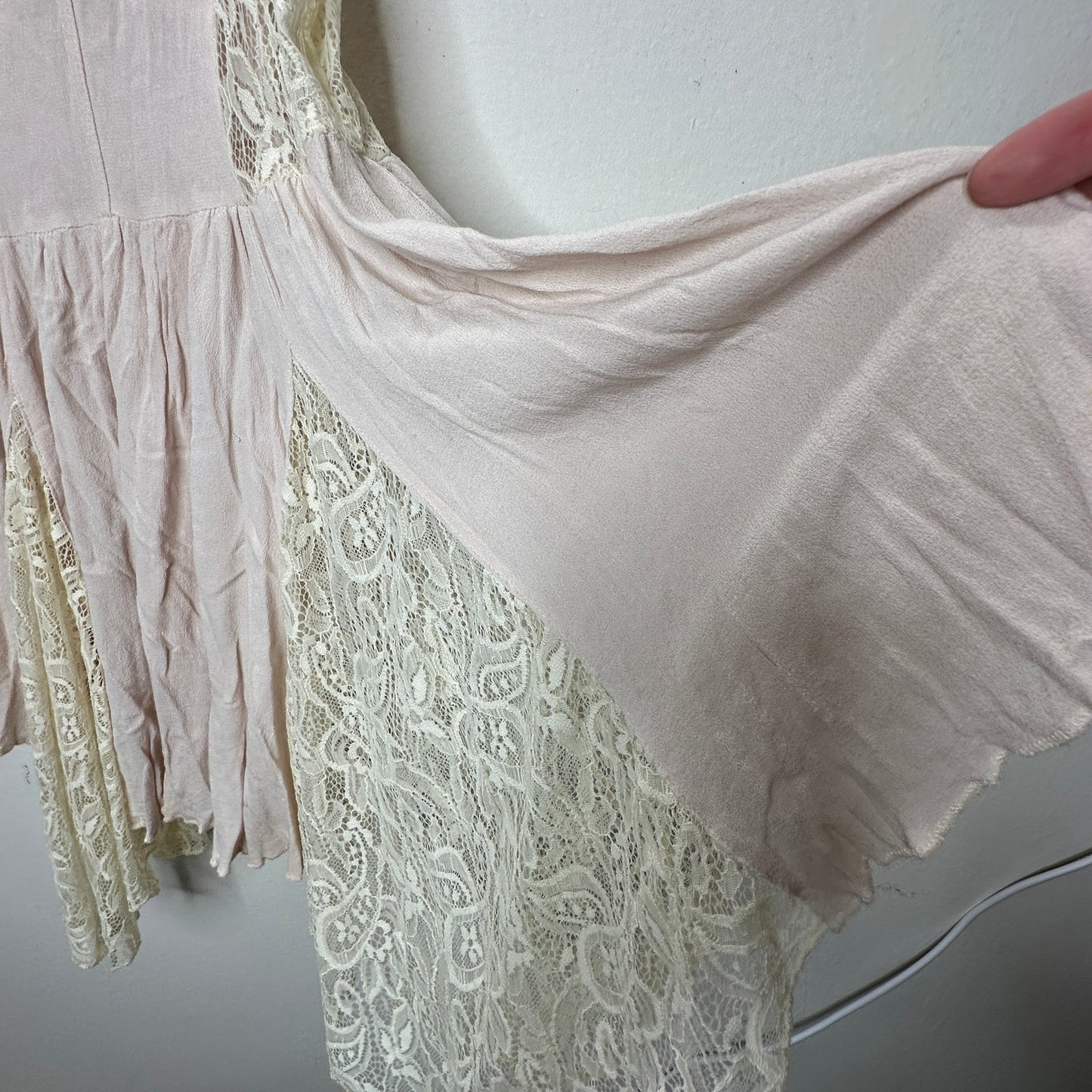 Catch Me Light Pink & Cream Lace Babydoll Mini Dress Small