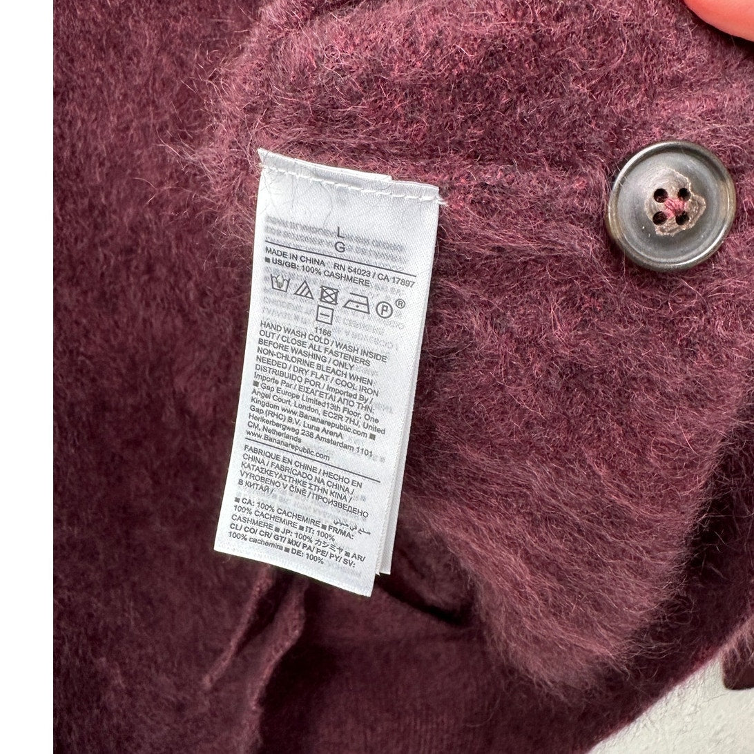 Banana Republic Cashmere Cardigan Womens L Burgundy