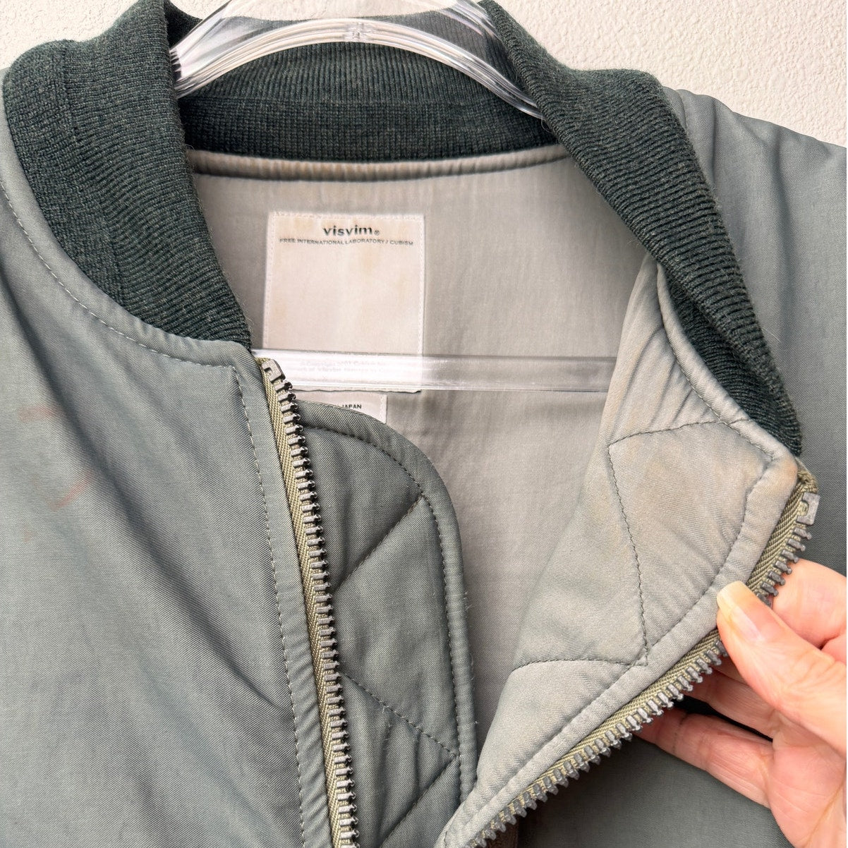 RARE Visvim Thorson Flag Panel MA-1 Bomber Jacket Size 3 Gray Japan