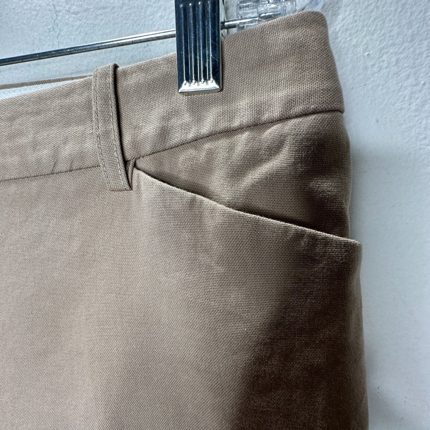 Theory Izelle S Cropped Pants Tan Camel Khaki Ankle Trousers Size 8