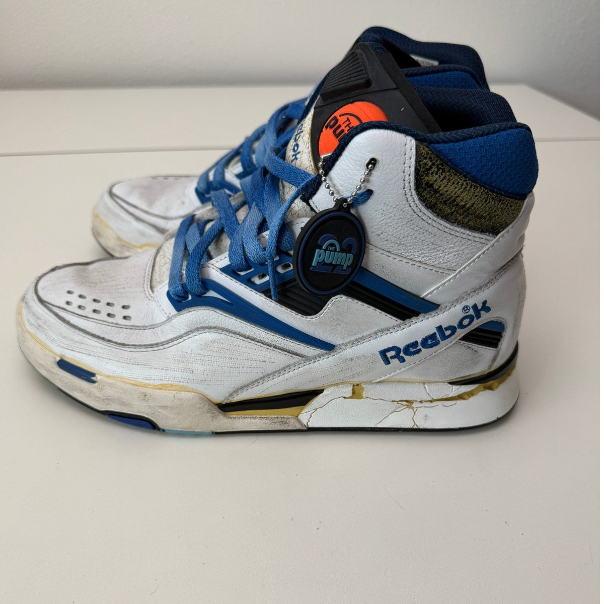 Margiela x Reebok White Blue Pump Sneakers Men's US 10