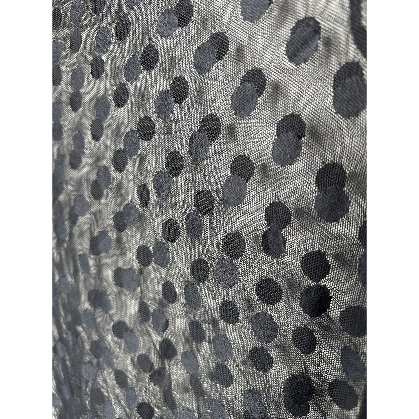 Zara Black Sheer Mesh Polka Dot Long Sleeve round Neck Top Small