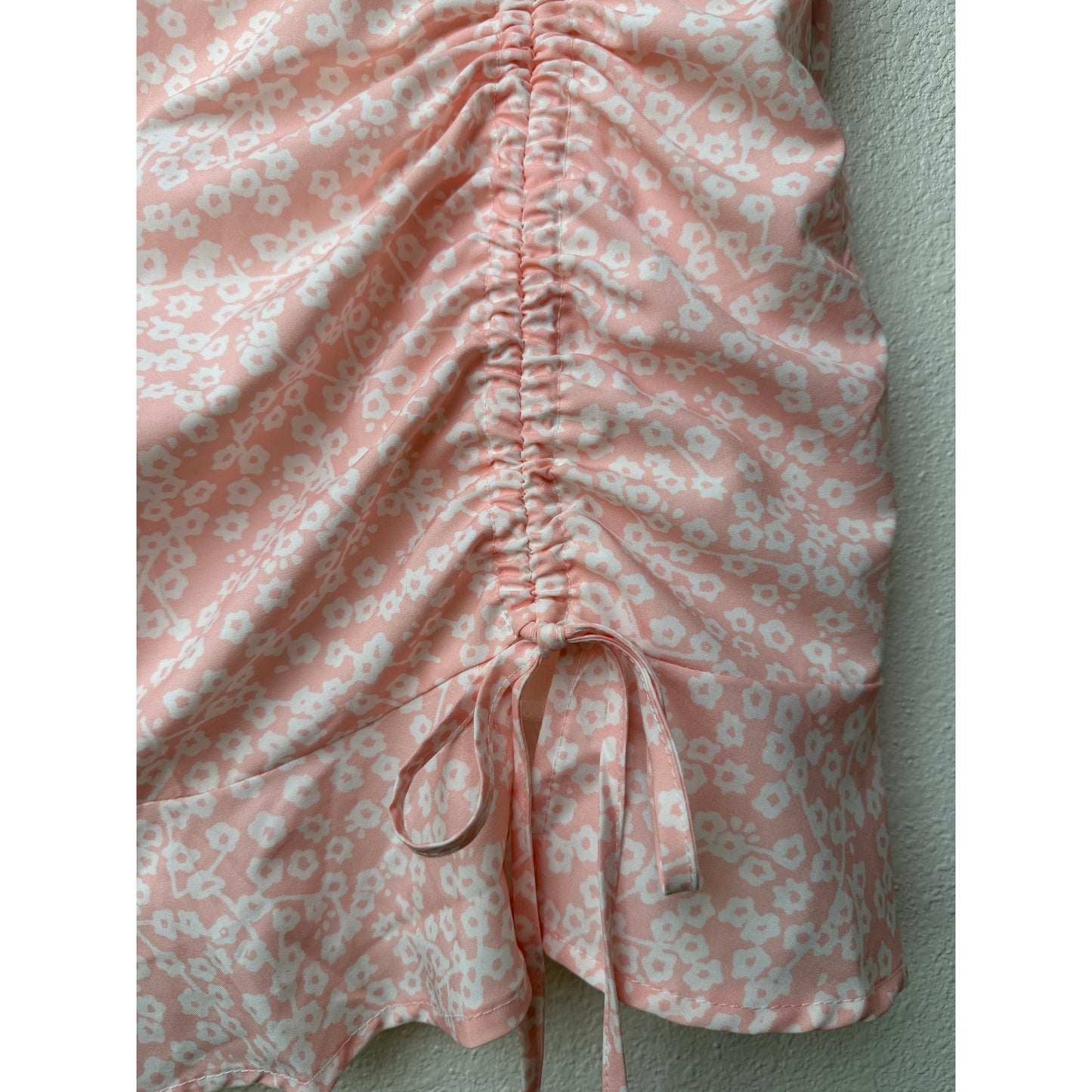 Pink Floral Ruched Ruffle Mini Skirt Womens S