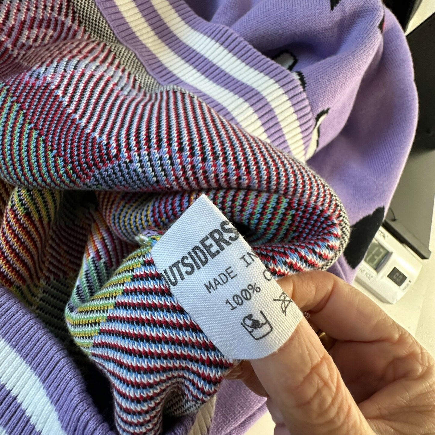 Outsiders Division Unique Purple Multi-Color Art School Graphic Sweatshirt Med