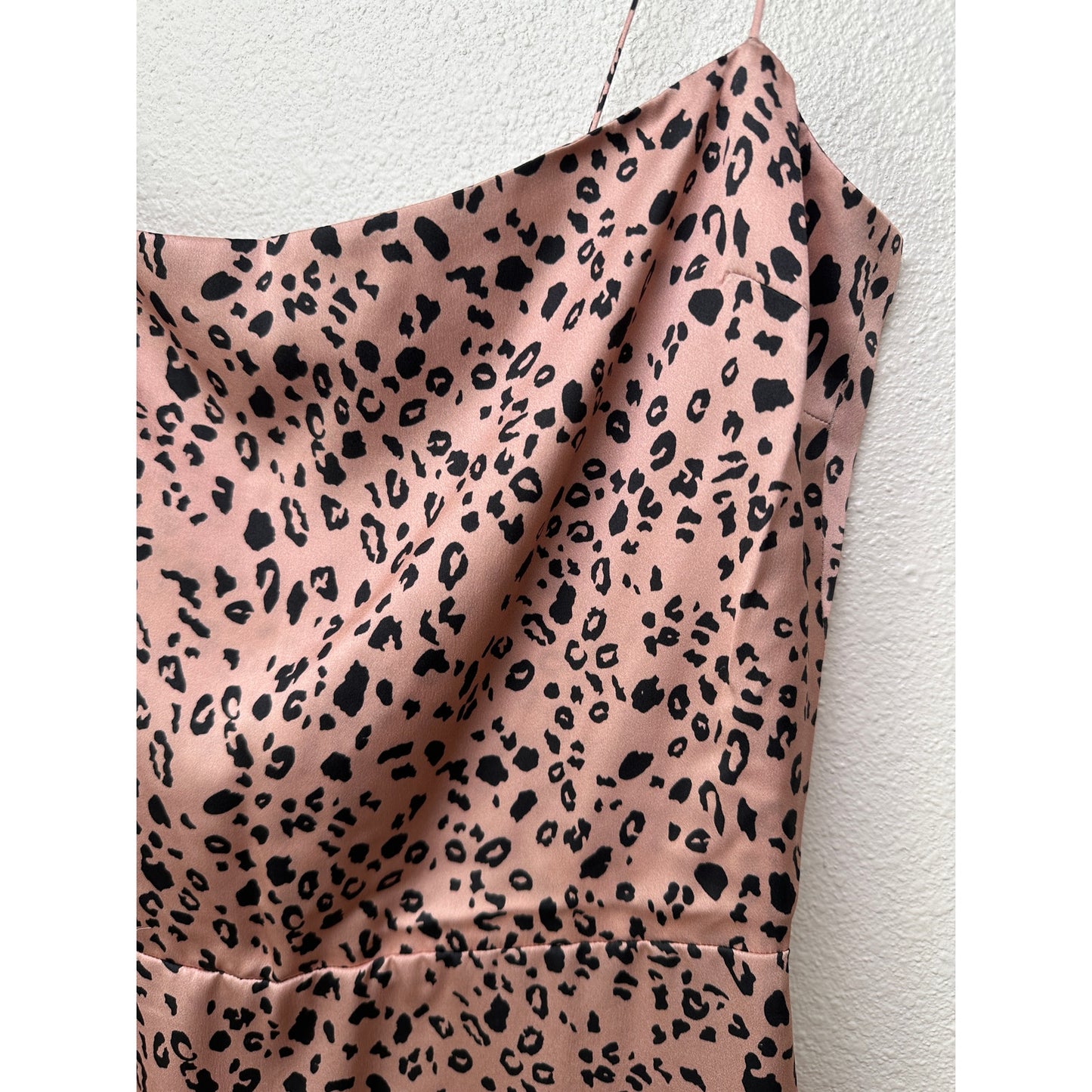 Reformation Silk Cheetah Mini Dress Pink/Black US 6 Spaghetti Strap
