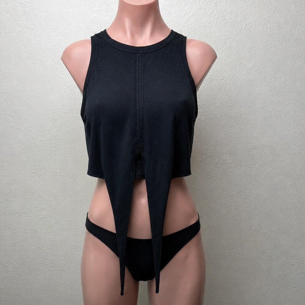 Lululemon Black High Neck Front Tie Tank Top Shirt 4