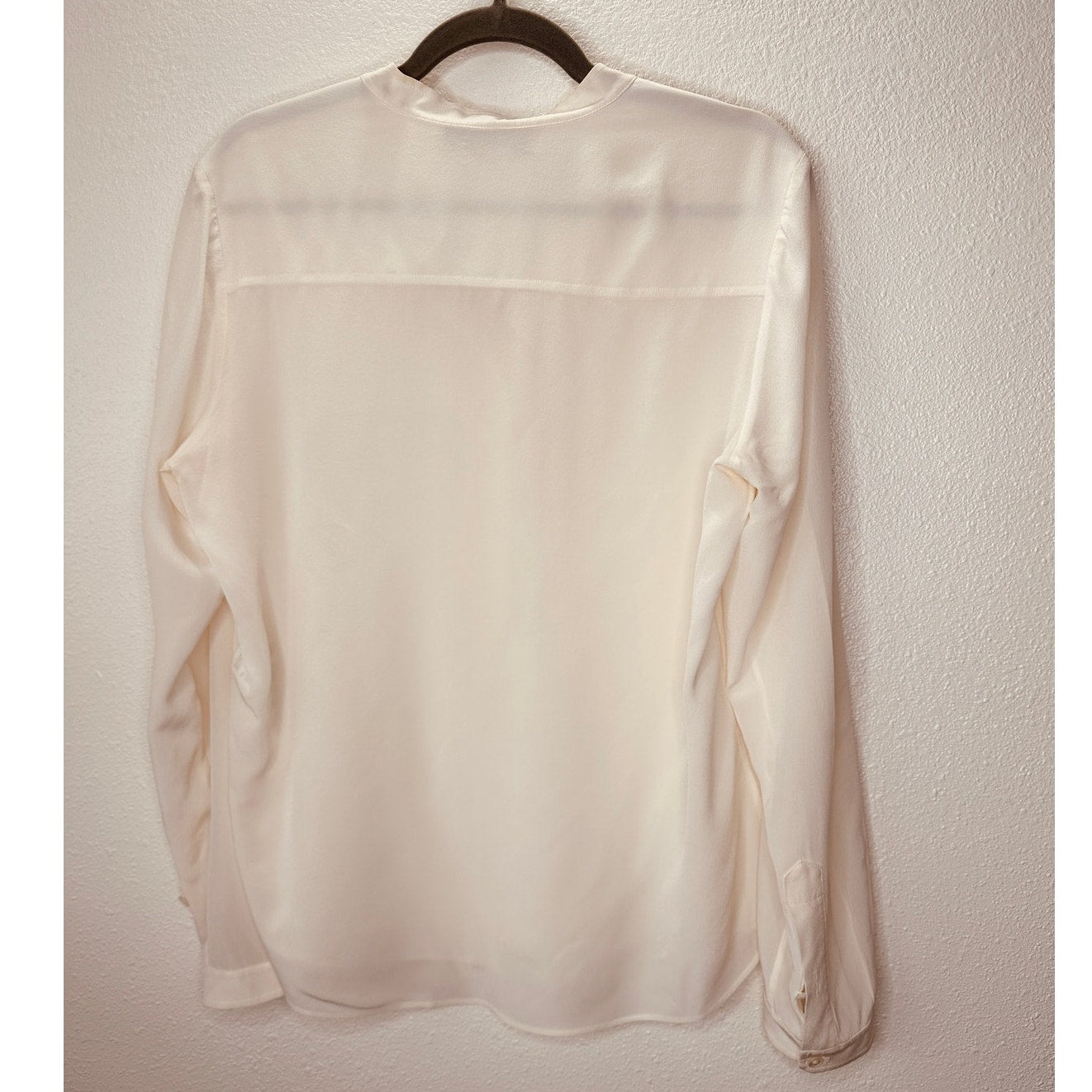 Stella McCartney Eva Cream Silk 3/4 Button Mandarin Collar Blouse 42 / M
