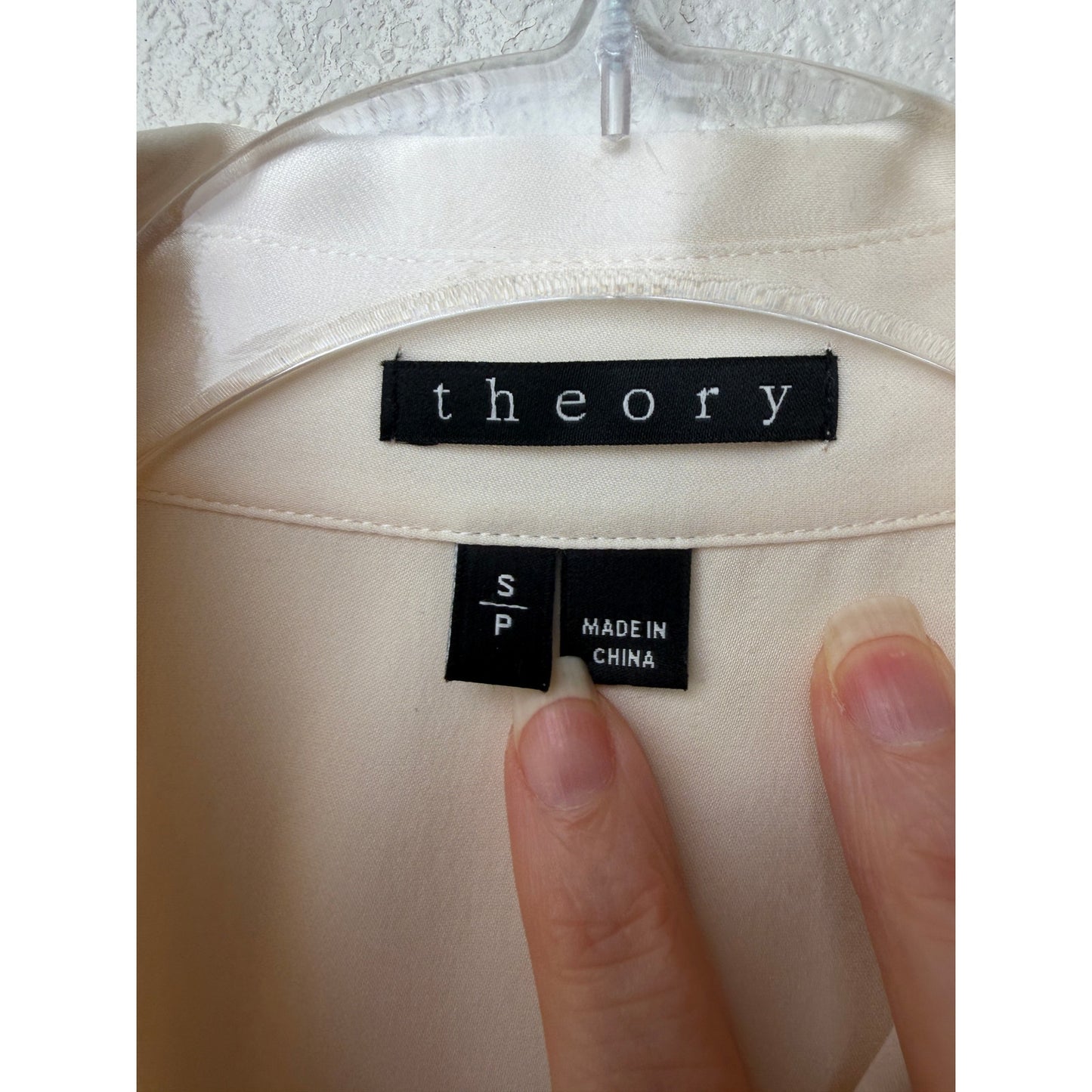 Theory Tanelis Cream Silk Camp Collar Blouse US S