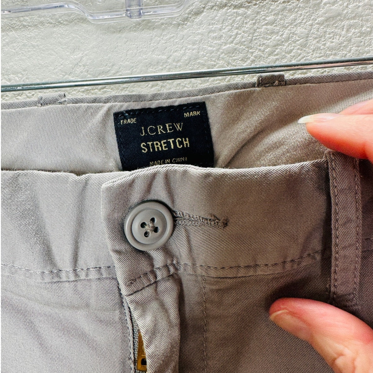 J Crew Khaki Gray 484 Stretch Chambray Trouser Pant Chino 34 / 32