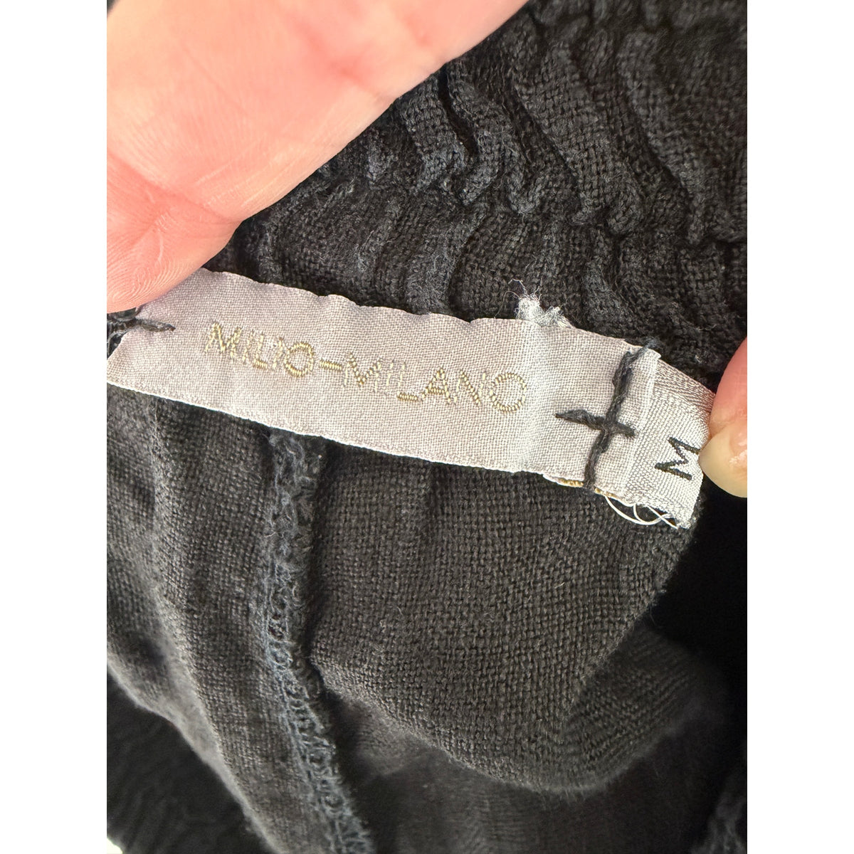 Milio Milano Black Frayed Wide Leg Pants Women M