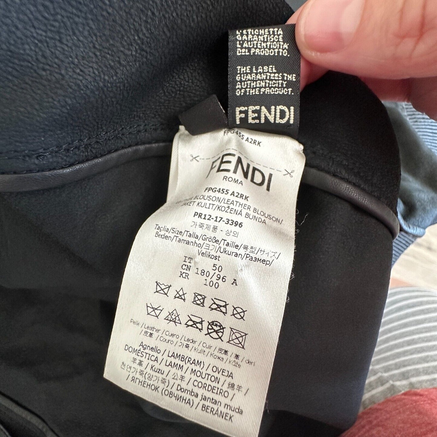 Fendi Black Soft Leather Fendi Embossed Monogram Front Long Sleeve Hooded Jacket