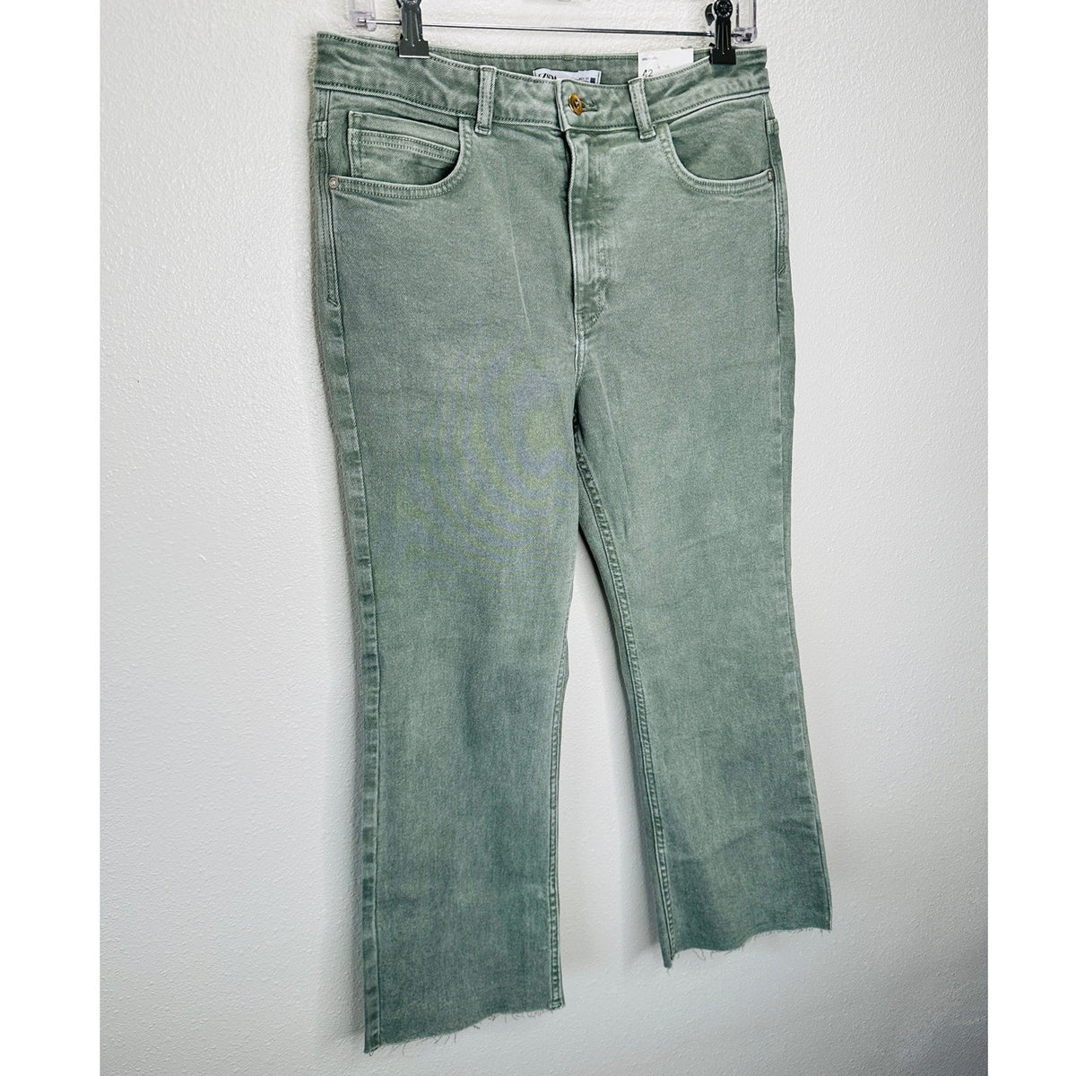 NWT Zara Olive Mini Flare High Rise Flare Leg Ankle Stretch Jean 10