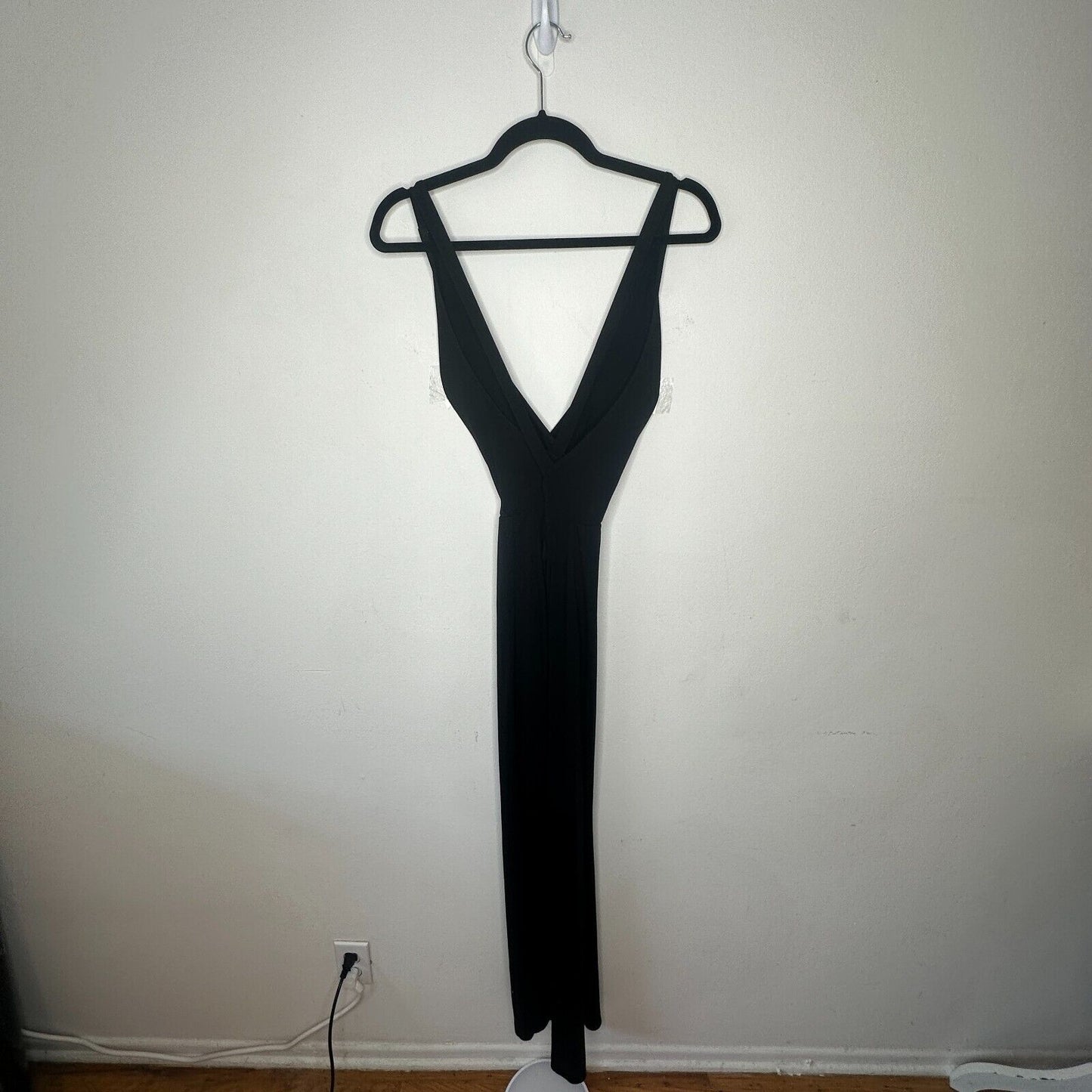Reformation Sexy Black Vienna Maxi Deep-V Front Criss Cross Back High Slit XS