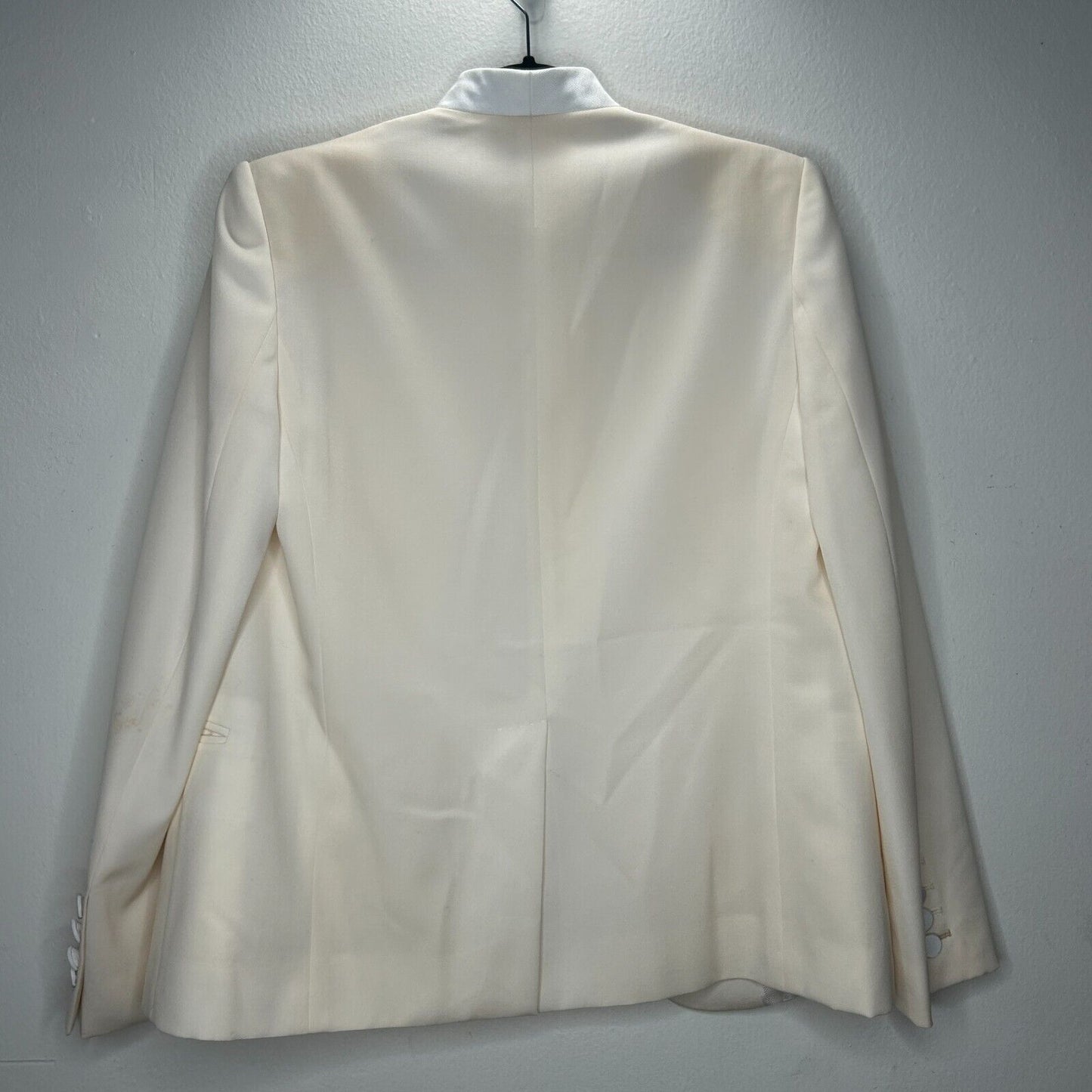 Stella McCartney Cream with White Lapel 1-Button Breast Pocket Blazer 42 / 12
