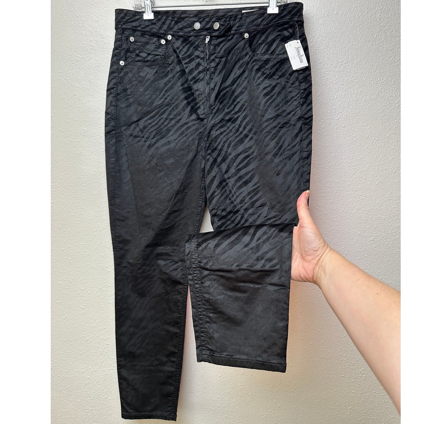 NWT Rag & Bone Nina High-Rise Ankle Skinny Pants Black Zebra 32