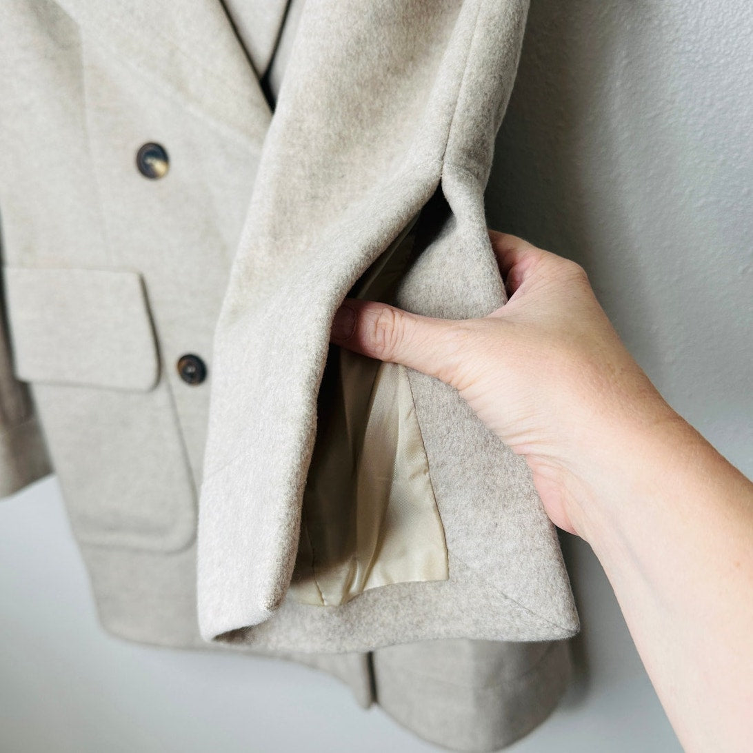 Alexander McQueen Taupe Cashmere Double Button Jacket 42 / 8