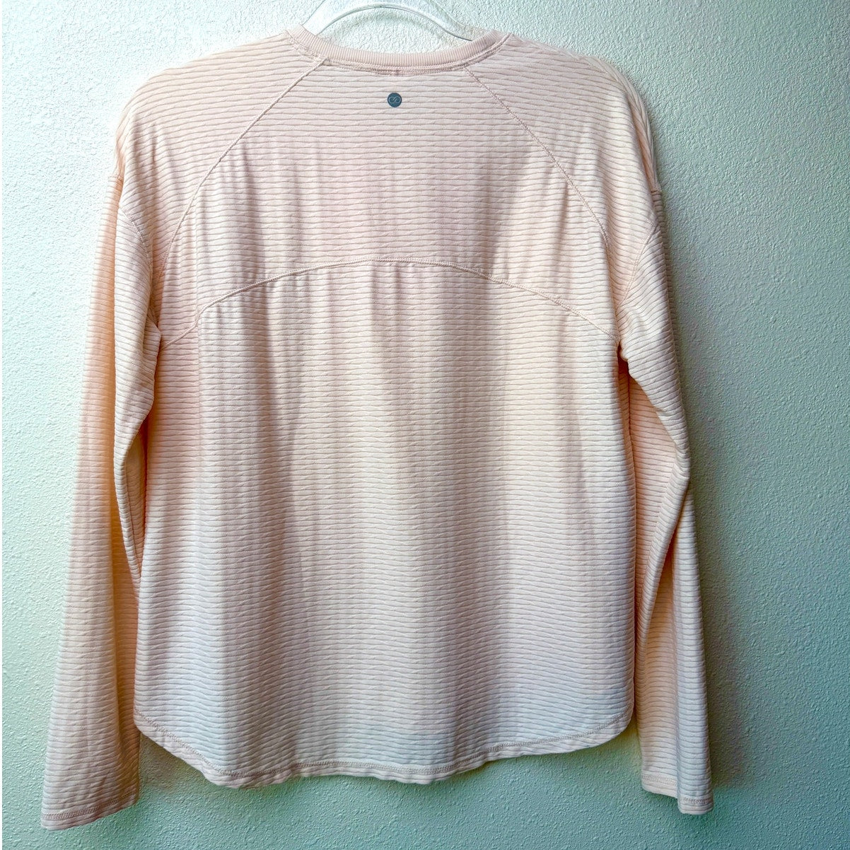 CALIA Ivory Peach Textured Long Sleeve Top Side Slit Relaxed Fit M