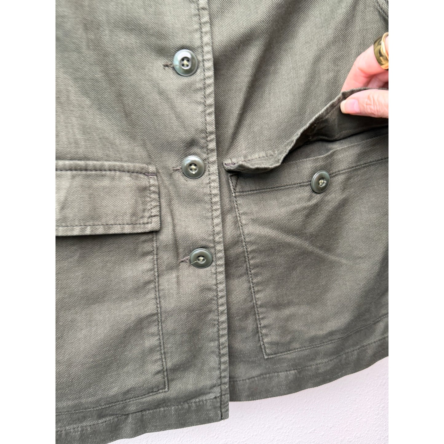 The Great Olive Green Cropped Utility Jacket Oversized US 0