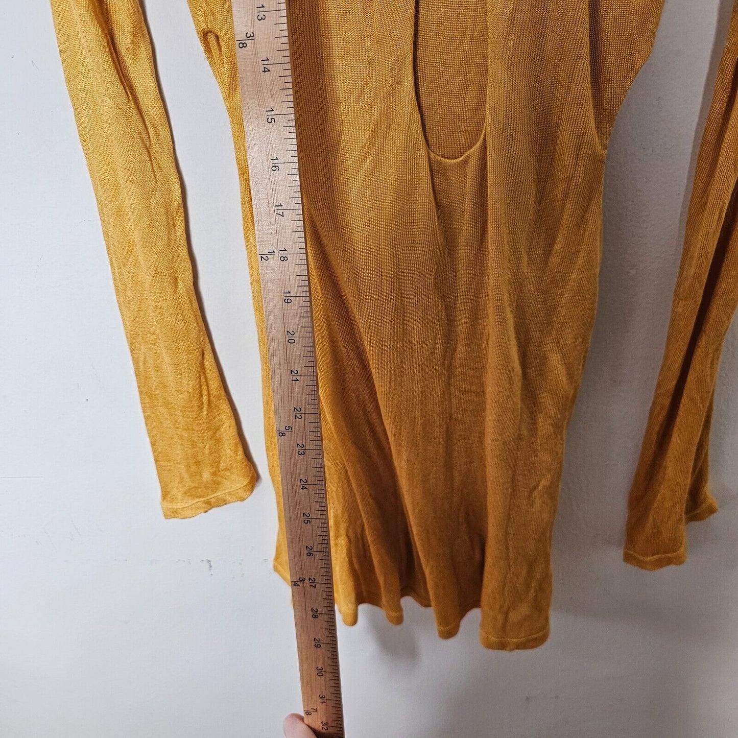 Savannah Morrow Mustard Long Sleeve Keyhole Side Cut Outs Bamboo Mini Dress SM