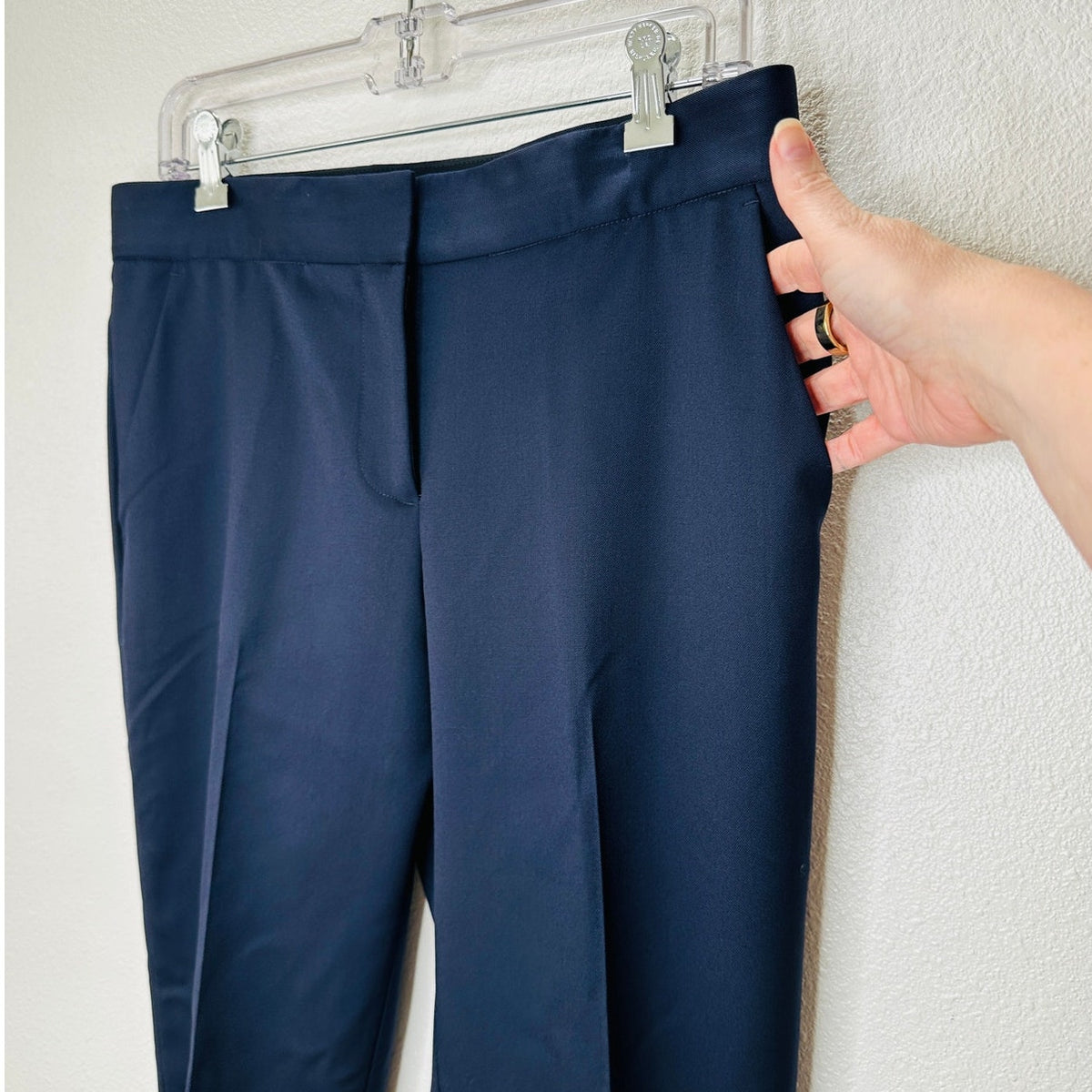 Stella McCartney Navy Vivian Wool Twill Tapered Zip Ankle Pant 42/ M