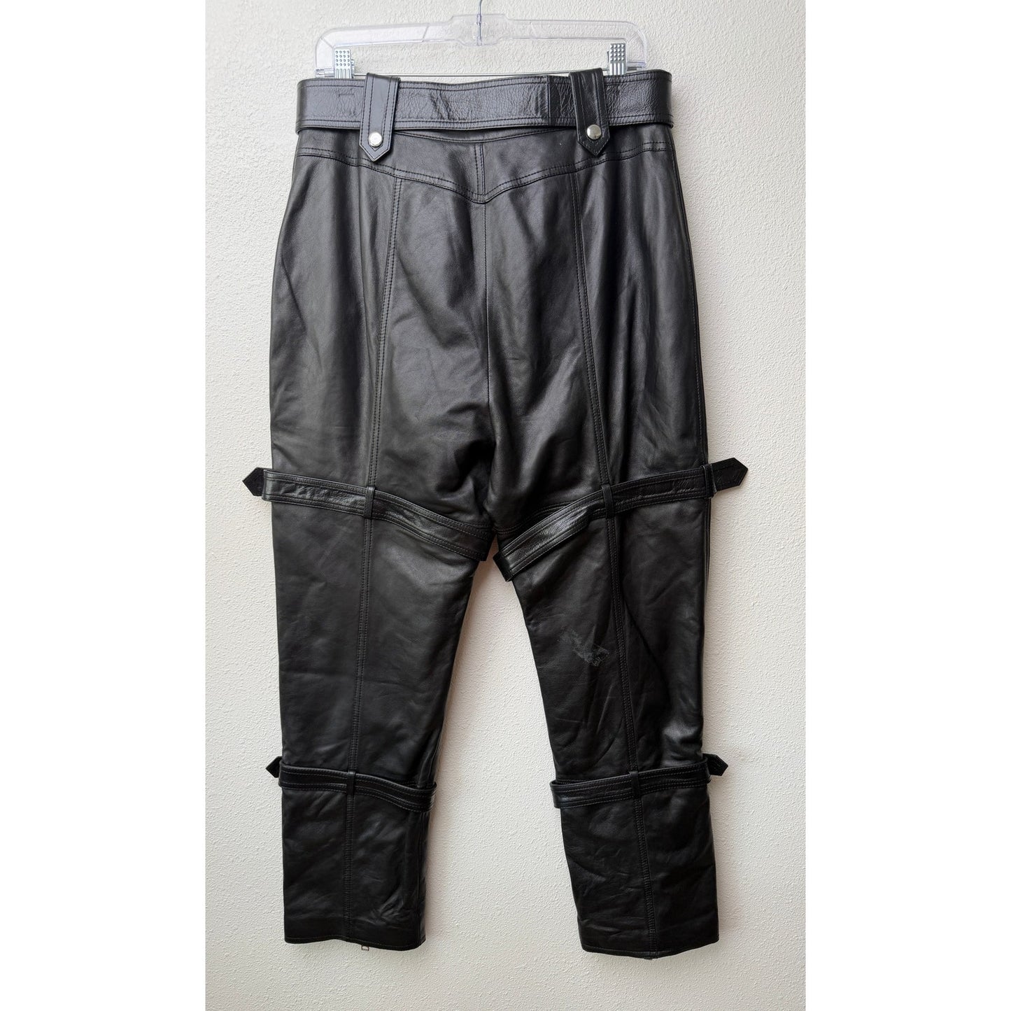 Alexander McQueen Womens US 14 Black Leather Moto Pants