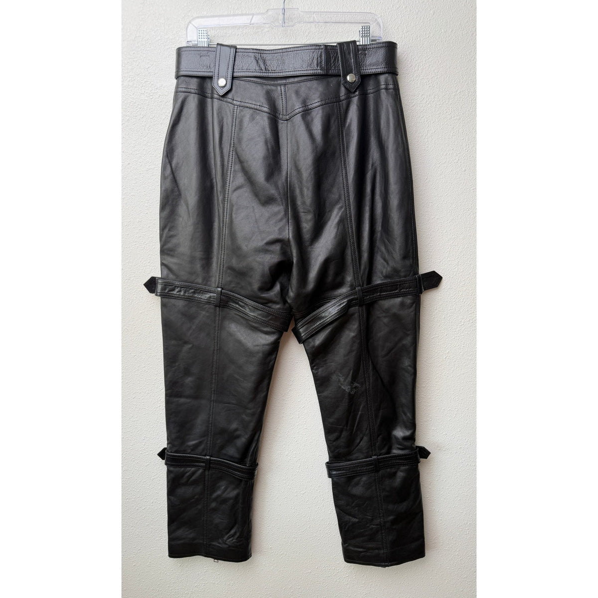 Alexander McQueen Womens US 14 Black Leather Moto Pants