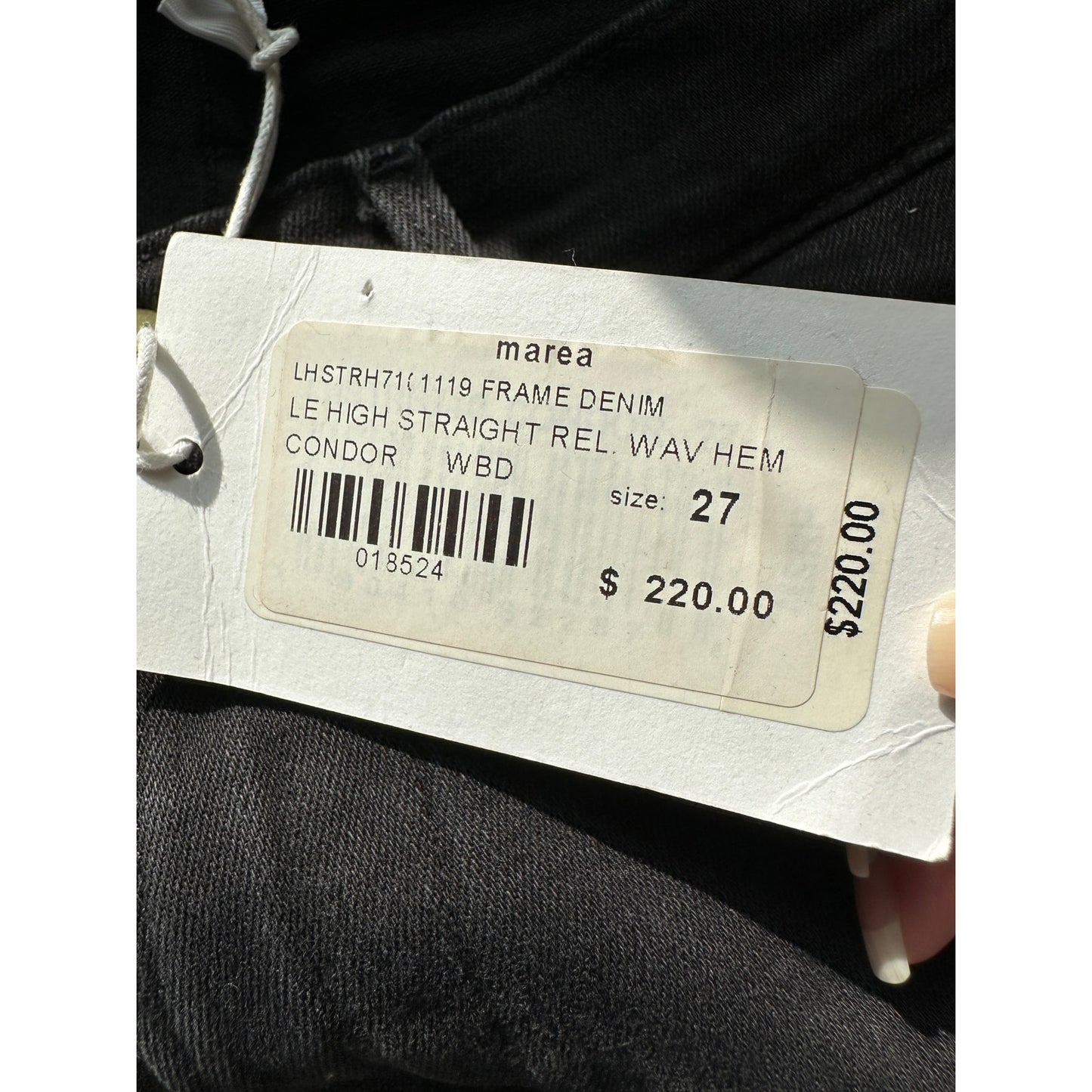 NWT Frame Le High Straight Jeans Black Raw Hem Women's 27