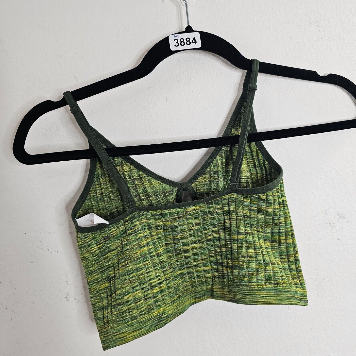 Colsie Green and Yellow Ribbed Stripe Keyhole Spaghetti Strap Bralette Medium