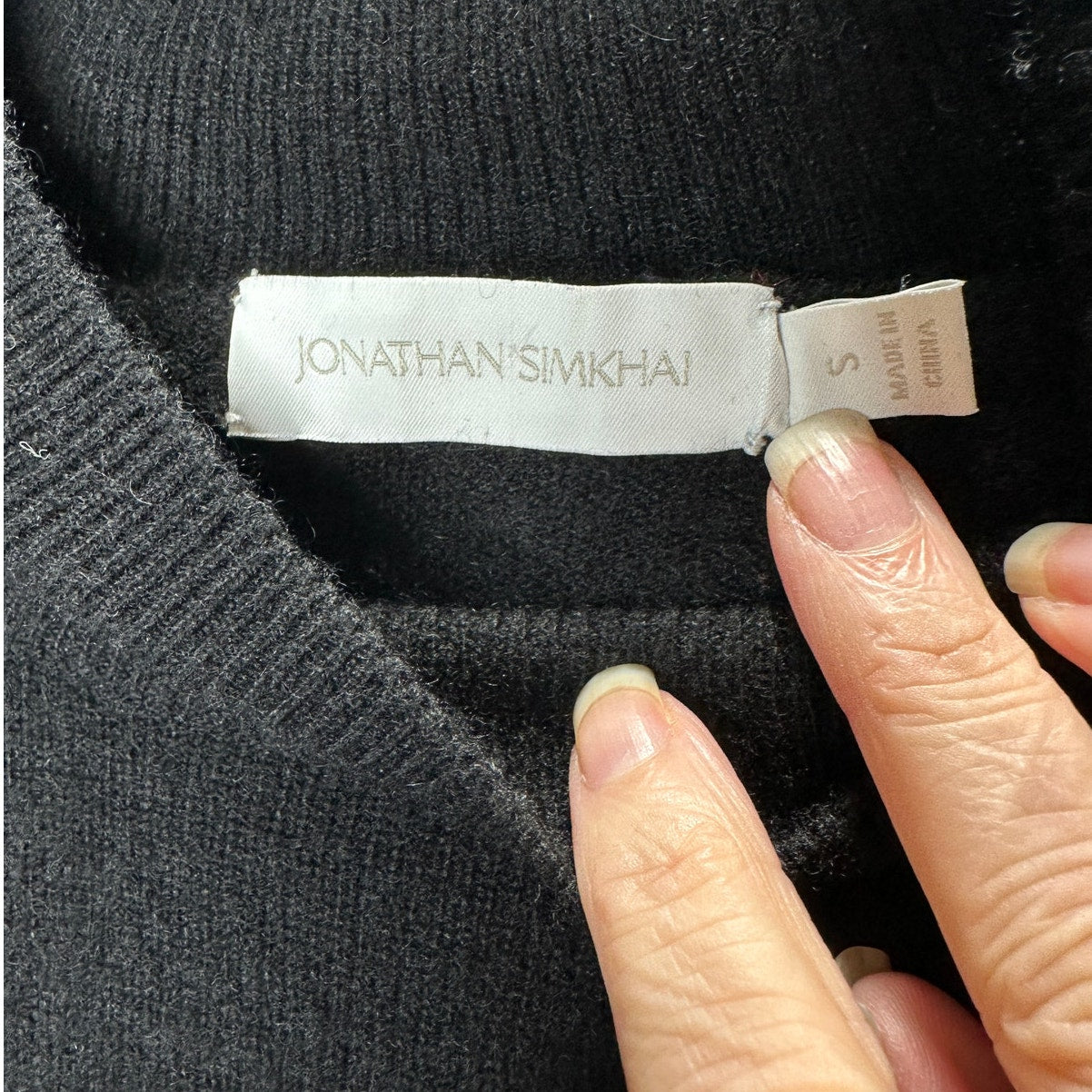 Jonathan Simkhai Black Mackenzie Mock Neck Cashmere Sweater